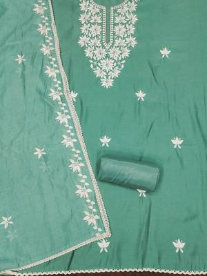 floral embroidered beads and stones unstitched dress material 3