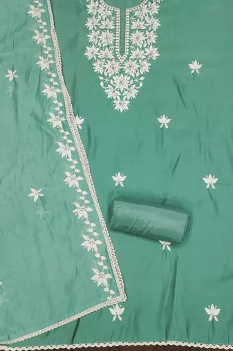 floral embroidered beads and stones unstitched dress material