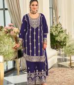 Purple Chinon Fabric Embroidery Sequence Work sharara salwar suit collection un stitched