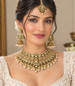Handcrafted White Kundan Necklace Set with Classic