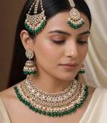 Green color kundan necklace set