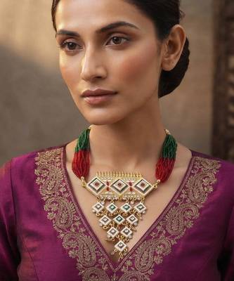 Multi color choker rajputi jewellery rani haar 1