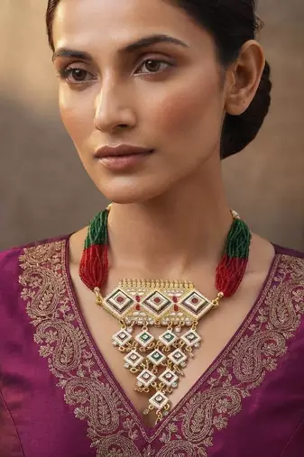 Multi color choker rajputi jewellery rani haar