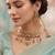 Pista green & rani color choker matte gold necklace set