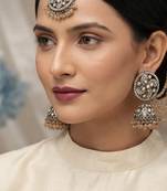 Royal Bridal Gold Kundan Jhumka Earrings Maang Tikka