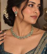 Firozi & blue color meenakari necklace set