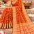 orange woven design khadi silk blend saree with blouse