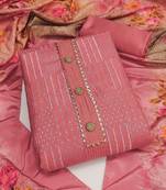 Geometric Embroidered Chanderi Sequinned Unstitched Dress Material