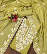 ethnic motifs embroidered unstitched dress material