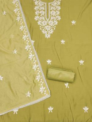 ethnic motifs embroidered unstitched dress material 3