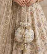 Nude beige silk potli bag