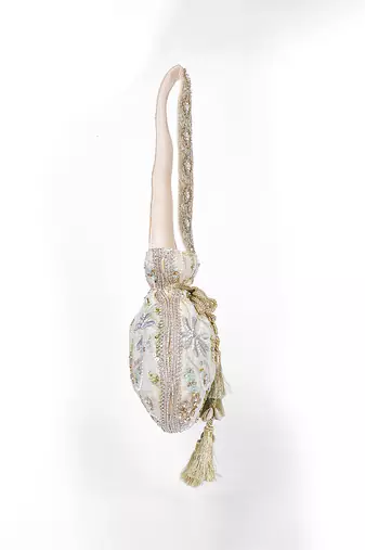 Nude beige silk potli bag