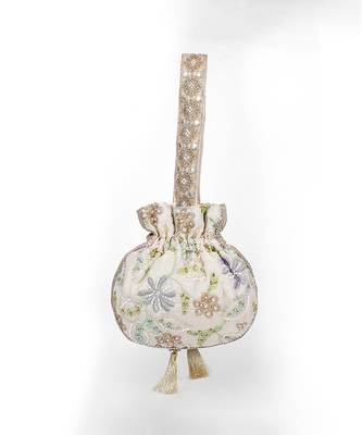 Nude beige silk potli bag 3