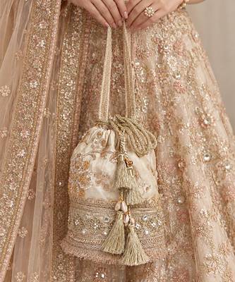 Gold silk potli bag 1
