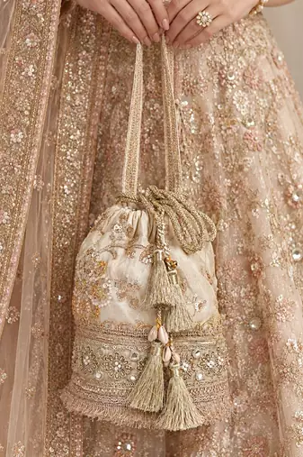 Gold silk potli bag