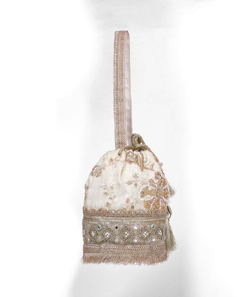 Gold silk potli bag