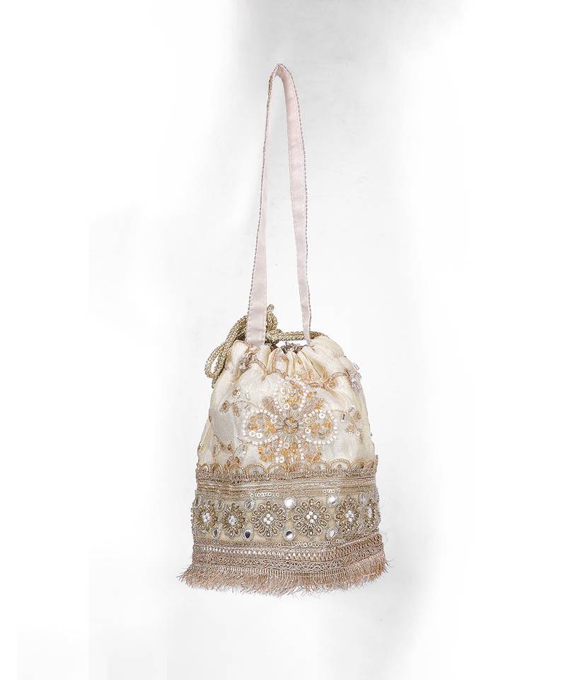 Gold silk potli bag