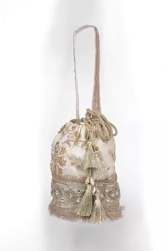 Gold silk potli bag