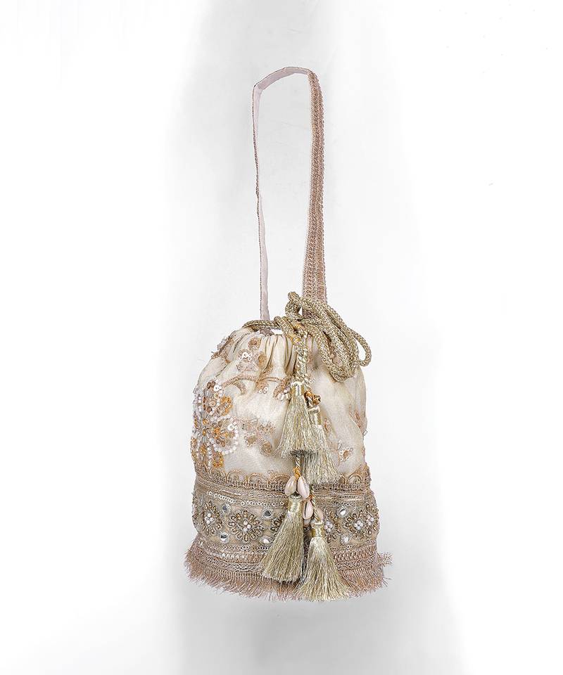 Gold silk potli bag