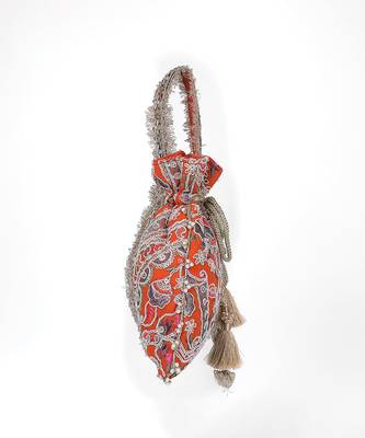 Orange gold silk potli bag 2