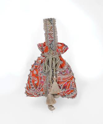 Orange gold silk potli bag 5