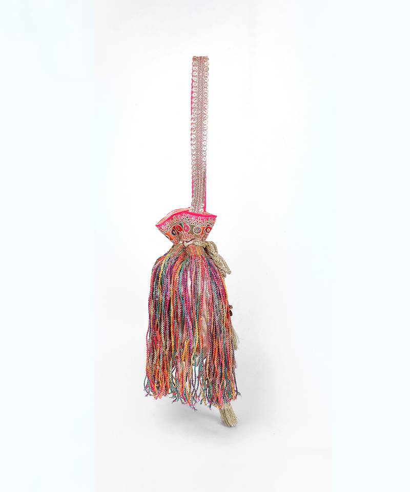 Multicolor gold silk potli bag