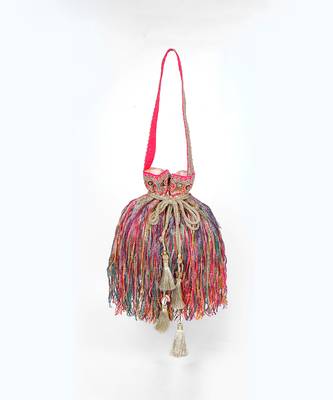Multicolor gold silk potli bag 5