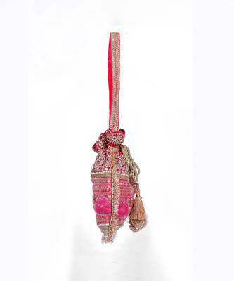Pink gold silk potli bag 2