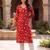 Women's red cotton floral printed kurta | elegant ethnic wear kurti | trendy casual & festive wear for women