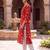 Women's red cotton floral printed kurta | elegant ethnic wear kurti | trendy casual & festive wear for women