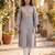 Women's grey silk blend solid embroidered kurta | elegant ethnic wear kurti | trendy casual & festive wear for women