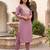 Women's mauve silk blend solid embroidered kurta and trouser set | trendy ethnic wear for women