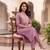 Women's mauve silk blend solid embroidered kurta and trouser set | trendy ethnic wear for women
