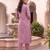 Women's mauve silk blend solid embroidered kurta and trouser set | trendy ethnic wear for women
