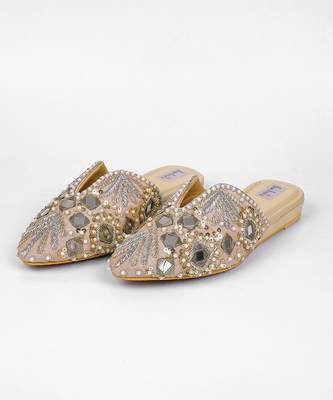 Gold synthetic mojari flats 2