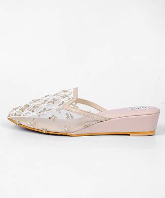 Gold synthetic mojari flats 3
