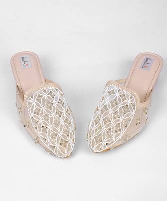 Gold synthetic mojari flats 5