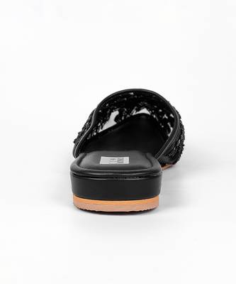 Black synthetic mojari flats 4