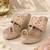 Peach velvet kolhapuri heels