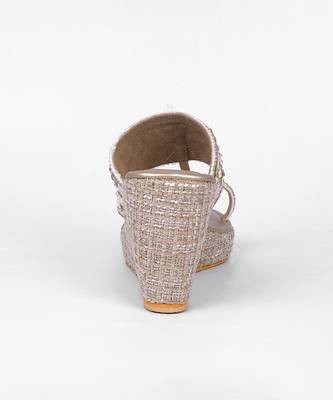Peach velvet kolhapuri heels 4