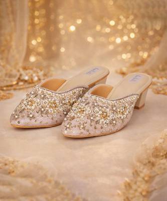 Gold synthetic mojari heels 1