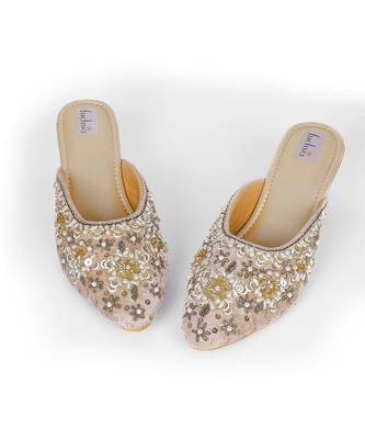 Gold synthetic mojari heels 5