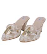 Gold synthetic mojari heels