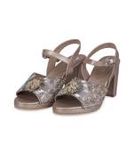 Gold synthetic sandal heels