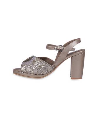 Gold synthetic sandal heels 2