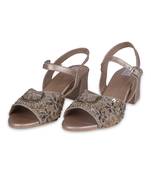 Gold synthetic sandal heels