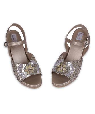 Gold synthetic sandal heels 4