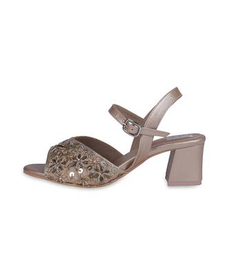 Gold synthetic sandal heels 2
