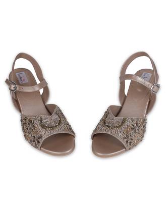 Gold synthetic sandal heels 4