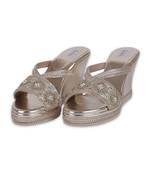 Gold synthetic wedges heels